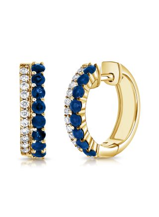.89CT SAPPHIRE AND DIAMOND HUGGIE EARRINGS