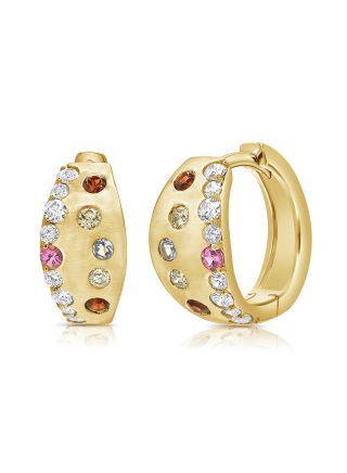 0.68CT RAINBOW COLOR AND DIAMOND BEZEL HUGGIE EARRINGS