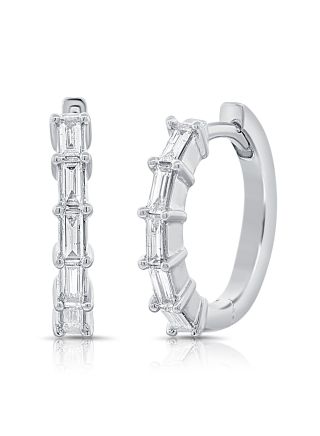.24CT BAGUETTES AND DIAMOND HOOP EARRINGS