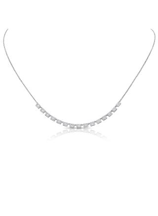 .67CT BAGUETTES AND ROUND DIAMOND STATION NECKLACE