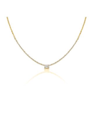 1.02CT BAGUETTES AND ROUND DIAMOND TENNIS NECKLACE