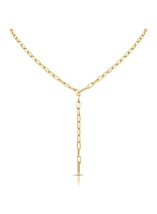 .04CT DIAMOND PAPERCLIP LINK LARIAT NECKLACE