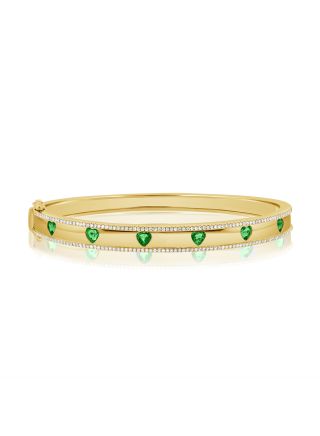 2.55CT EMERALD AND DIAMOND HEART BANGLE