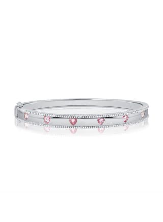 2.55CT PINK SAPPHIRE AND DIAMOND HEART BANGLE