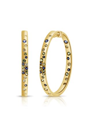 1.42CT SAPPHIRE AND DIAMOND CONFETTI HOOP EARRINGS