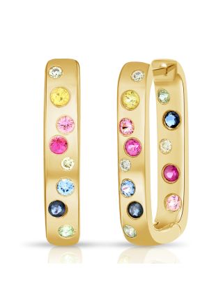 .88CT RAINBOW COLOR CONFETTI HOOP EARRINGS