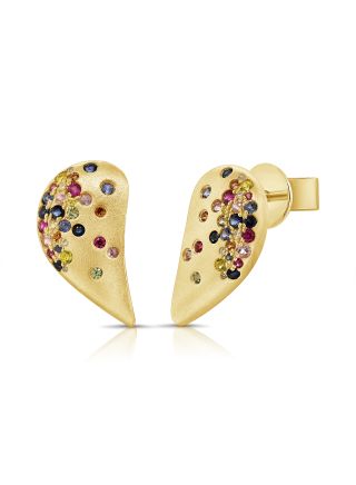 1.40CT RAINBOW COLOR AND DIAMOND CONFETTI STUD EARRINGS