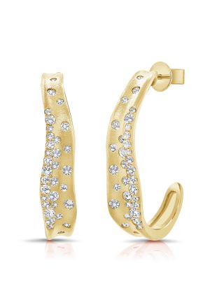 1.11CT DIAMOND CONFETTI BEZEL SET HOOP EARRINGS