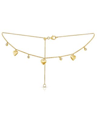 .08CT DIAMOND HEART STATION CHOKER NECKLACE