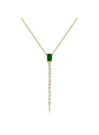 .99CT EMERALD AND DIAMOND LARIAT NECKLACE
