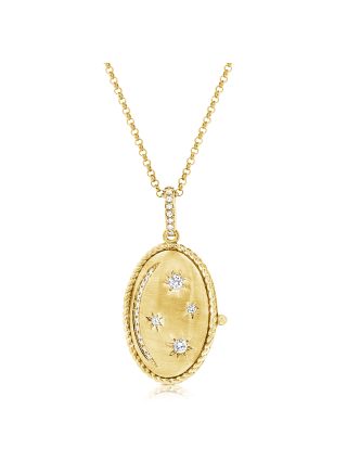 .11CT DIAMOND MOON AND STAR PENDANT NECKLACE
