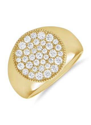 0.71CT DIAMOND CIRCLE PAVE CIGAR RING