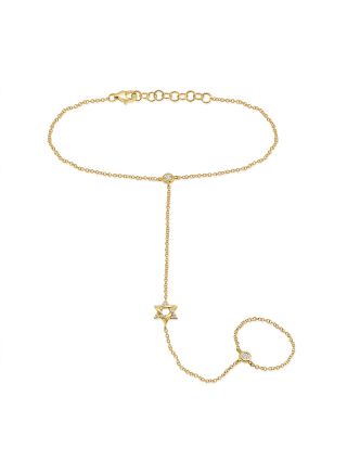 0.11CT DIAMOND STAR OF DAVID HAND CHAIN