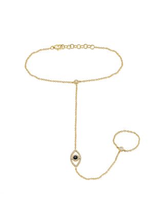 0.33CT SAPPHIRE AND DIAMOND EVIL EYE HAND CHAIN
