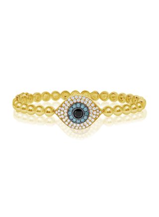 1.28CT DIAMOND EVIL EYE BEAD BRACELET