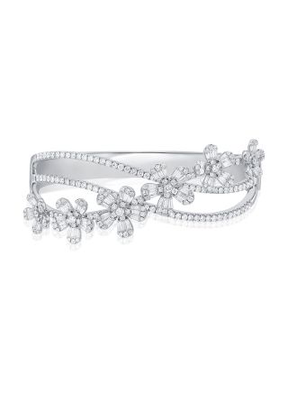 4.94CT BAGUETTES AND DIAMOND FLOWER BANGLE