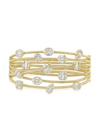 3.48CT BAGUETTES AND ROUND DIAMOND CROSSOVER BANGLE