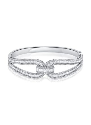 4.08CT  BAGUETTES AND ROUND DIAMOND BANGLE