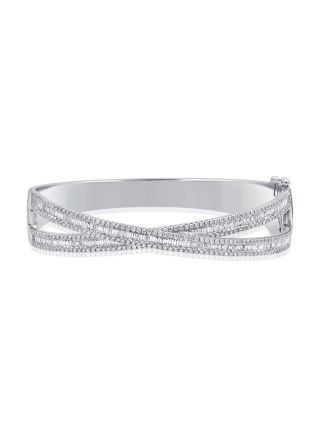 2.96CT BAGUETTES AND ROUND DIAMOND CROSSOVER BANGLE