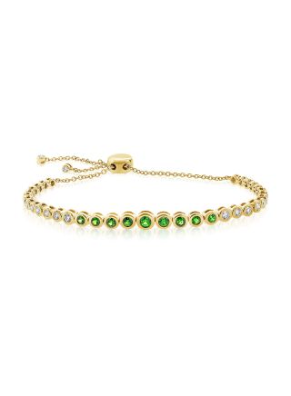 2.38CT EMERALD AND DIAMOND BEZEL BOLO BRACELET