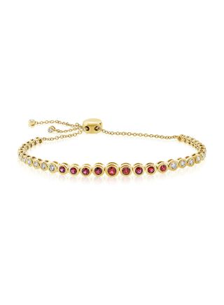 2.34CT RUBY AND DIAMOND BEZEL BOLO BRACELET