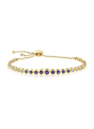 2.46CT SAPPHIRE AND DIAMOND BEZEL BOLO BRACELET