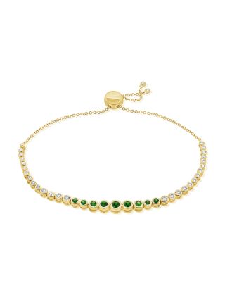 1.00CT EMERALD AND DIAMOND BEZEL BOLO BRACELET