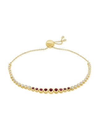 1.13CT RUBY AND DIAMOND BEZEL BOLO BRACELET