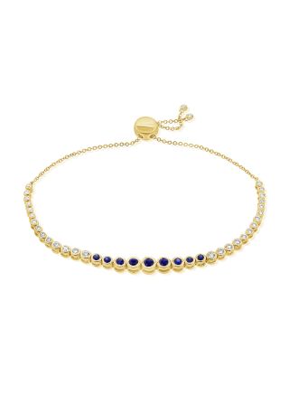 1.09CT SAPPHIRE AND DIAMOND BEZEL BOLO BRACELET
