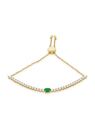 2.39CT EMERALD AND DIAMOND BOLO BRACELET