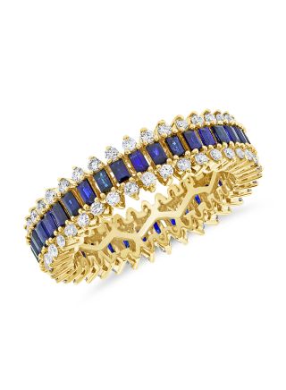 2.09CT SAPPHIRE AND DIAMOND CIGAR BAND