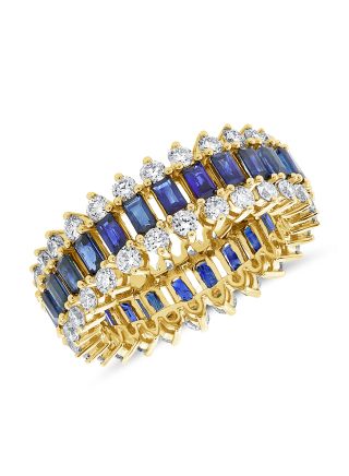 3.91CT SAPPHIRE AND DIAMOND CIGAR BAND