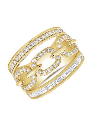 1.13CT BAGUETTES AND ROUND DIAMOND LINK RING