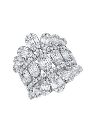2.64CT BAGUETTES AND ROUND DIAMOND COCKTAIL RING