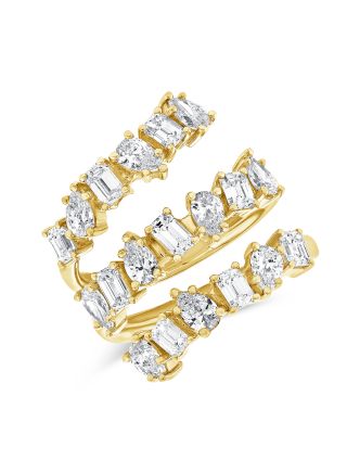 2.57CT EMERALD SHAPE AND PEAR SHAPE DIAMOND WRAP RING