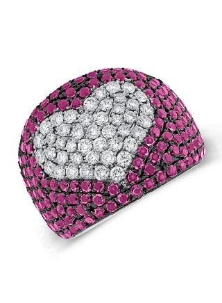 3.27CT PINK SAPPHIRE AND DIAMOND HEART COCKTAIL RING
