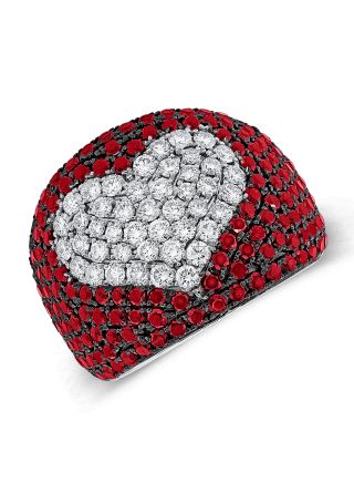 3.27CT RUBY AND DIAMOND HEART COCKTAIL RING