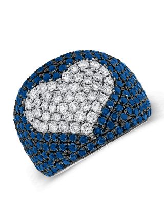 3.11CT SAPPHIRE AND DIAMOND HEART COCKTAIL RING